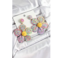 Pirinç Rainbow Papatya Model Gold Renk Kadın Hasır Küpe - TJ-BKP10895