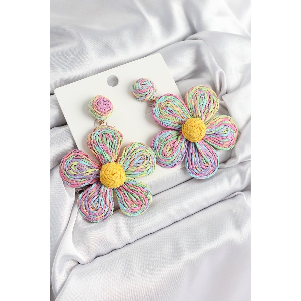 Pirinç Rainbow Papatya Model Gold Renk Kadın Hasır Küpe - TJ-BKP10895