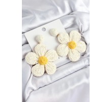 Pirinç Krem Papatya Model Gold Renk Kadın Hasır Küpe - TJ-BKP10896