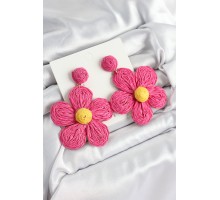 Pirinç Pembe Papatya Model Gold Renk Kadın Hasır Küpe - TJ-BKP10897