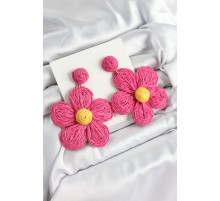 Pirinç Pembe Papatya Model Gold Renk Kadın Hasır Küpe TJ-BKP10897