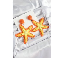 Pirinç Turuncu Deniz Yıldızı Model Gold Renk Kadın Hasır Küpe - TJ-BKP10898