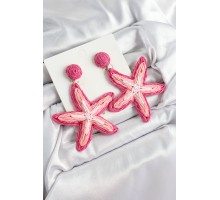 Pirinç Pembe Deniz Yıldızı Model Gold Renk Kadın Hasır Küpe - TJ-BKP10899