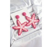 Pirinç Pembe Deniz Yıldızı Model Gold Renk Kadın Hasır Küpe - TJ-BKP10899