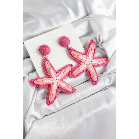 Pirinç Pembe Deniz Yıldızı Model Gold Renk Kadın Hasır Küpe - TJ-BKP10899