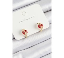 Pirinç Uğur Böceği Model Gold Renk Çocuk Küpe TJ-BKP10902
