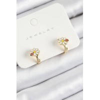 Pirinç Papatya Model Gold Renk Çocuk Küpe TJ-BKP10903