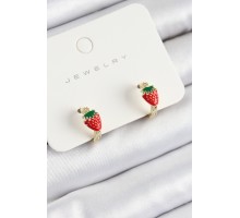 Pirinç Çilek Model Gold Renk Çocuk Küpe - TJ-BKP10906