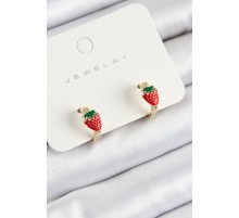 Pirinç Çilek Model Gold Renk Çocuk Küpe - TJ-BKP10906