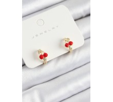 Pirinç Kiraz Model Gold Renk Çocuk Küpe - TJ-BKP10910