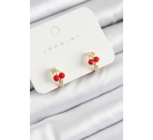 Pirinç Kiraz Model Gold Renk Çocuk Küpe - TJ-BKP10910