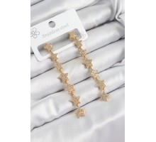 Pirinç Zirkon Taşlı Sallantılı Yıldız Model Gold Renk Kadın Küpe - TJ-BKP10912