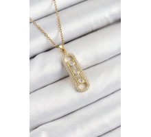 316L Çelik Zirkon Taşlı Messika Model Gold Renk Kadın Kolye - TJ-BKO10345