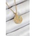 316L Çelik Zirkon Taşlı Madalyon Model Gold Renk Kadın Kolye - TJ-BKO10367