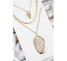 Pirinç Çoklu Zincirli İstiridye Model Gold Renk Kadın Kolye - TJ-BKO10371