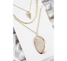 Pirinç Çoklu Zincirli İstiridye Model Gold Renk Kadın Kolye - TJ-BKO10371