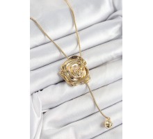 Pirinç Asansörlü Gül Model Gold Renk Kadın Kolye - TJ-BKO10372