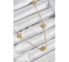 316L Çelik Yonca Model Gold Renk Kadın Kolye - TJ-BKO10378