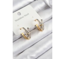 316L Çelik Zirkon Taşlı Düğüm Halka Model Gold Ve Gümüş Renk Kadın Küpe - TJ-BKP10917
