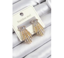 316L Çelik Zirkon Taşlı Göz Model Gold Renk Kadın Küpe - TJ-BKP10919