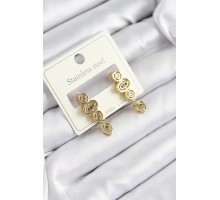 316L Çelik Zirkon Taşlı Sallantılı Geometrik Model Gold Renk Kadın Küpe - TJ-BKP10921