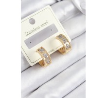 316L Çelik Zirkon Taşlı Halka Model Gold ve Gümüş Renk Kadın Küpe - TJ-BKP10922