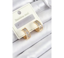 316L Çelik Zirkon Taşlı Halka Model Gold ve Gümüş Renk Kadın Küpe - TJ-BKP10922