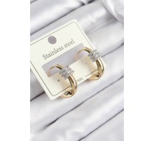316L Çelik Zirkon Taşlı Halka Model Gold Renk Kadın Küpe - TJ-BKP10924