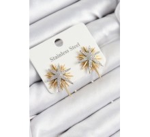 316L Çelik Zirkon Taşlı Kutup Yıldızı Model Gold Ve Gümüş Renk Kadın Küpe - TJ-BKP10928