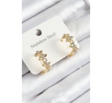 316L Çelik Zirkon Taşlı Çit Halka Model Gold Renk Kadın Küpe - TJ-BKP10933