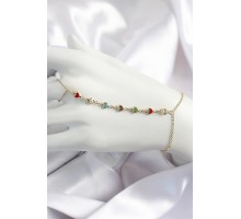 Pirinç Renkli Kalpli Zirkon Taşlı Y Model Gold Renk Kadın Şahmeran - TJ-SN680