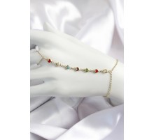 Pirinç Renkli Kalpli Zirkon Taşlı Y Model Gold Renk Kadın Şahmeran - TJ-SN680