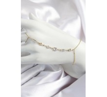 Pirinç Zirkon Taşlı Y Model Gold Renk Kadın Şahmeran - TJ-SN681