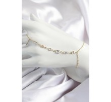 Pirinç Zirkon Taşlı Y Model Gold Renk Kadın Şahmeran - TJ-SN681