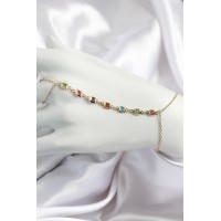 Pirinç Renkli Kare Zirkon Taşlı Y Model Gold Renk Kadın Şahmeran TJ-SN682