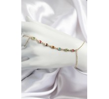 Pirinç Renkli Kare Zirkon Taşlı Y Model Gold Renk Kadın Şahmeran - TJ-SN682