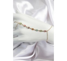 Pirinç Renkli Kare Zirkon Taşlı Y Model Gold Renk Kadın Şahmeran - TJ-SN682