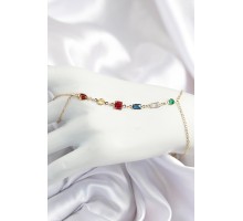 Pirinç Renkli Zirkon Taşlı Y Model Gold Renk Kadın Şahmeran - TJ-SN684