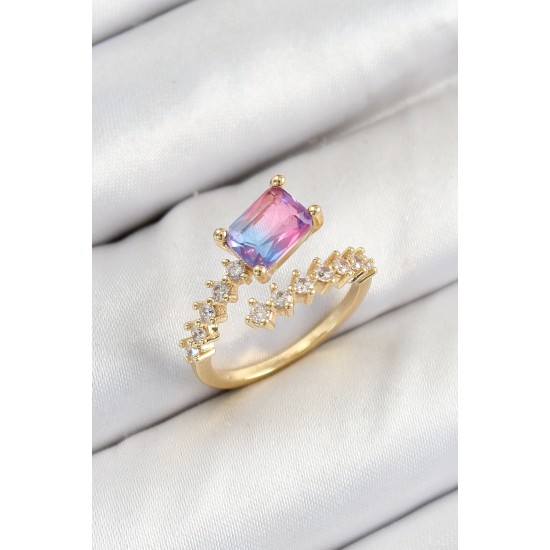 Pirinç Zirkon Taşlı Renkli Model Gold Renk Kadın Yüzük - TJ-BYK3799