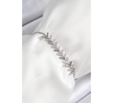 Pirinç Zirkon Taşlı Sıralı Ok Model Gümüş Renk Asansörlü Kadın Bileklik - TJ-BB7456