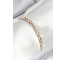 Pirinç Sıralı Boncuk Model Gold Gümüş Roz Renk Asansörlü Kadın Bileklik - TJ-BB7458