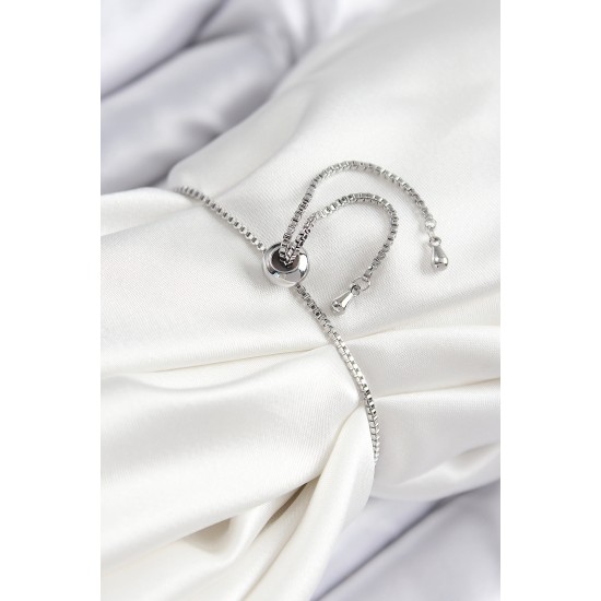 Pirinç Pembe Zirkon Taşlı Deniz Yıldızı Model Gümüş Renk Asansörlü Kadın Bileklik - TJ-BB7461