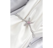 Pirinç Pembe Zirkon Taşlı Deniz Yıldızı Model Gümüş Renk Asansörlü Kadın Bileklik - TJ-BB7461