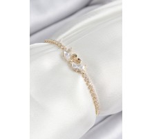 Pirinç Zirkon Taşlı Kuğu Model Gold Renk Asansörlü Kadın Bileklik - TJ-BB7464