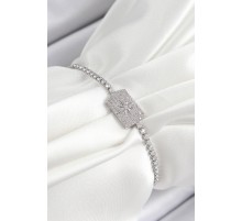 Pirinç Zirkon Taşlı Kutup Yıldızı Model Gümüş Renk Asansörlü Kadın Bileklik - TJ-BB7465