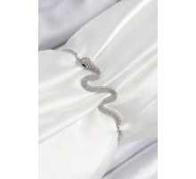 Pirinç Zirkon Taşlı Yılan Model Gümüş Renk Asansörlü Kadın Bileklik - TJ-BB7471