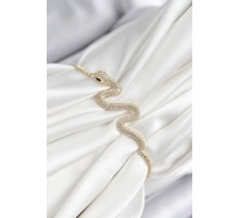 Pirinç Zirkon Taşlı Yılan Model Gold Renk Asansörlü Kadın Bileklik - TJ-BB7472