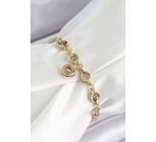 Xuping Pirinç Zirkon Taşlı Sallantılı Kalp Model Gold Renk Kadın Bileklik - TJ-BB7475