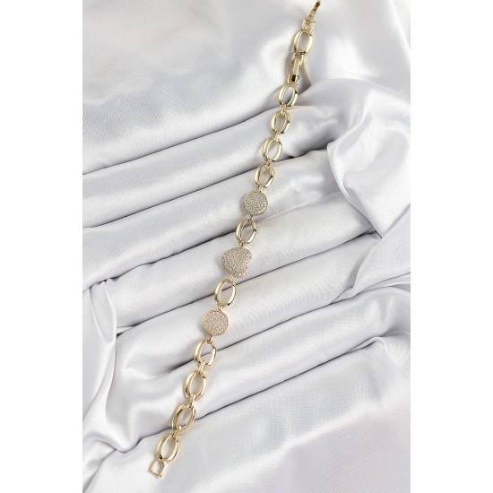 Xuping Pirinç Kalp ve Daire Model Gold Renk Kadın Bileklik - TJ-BB7480