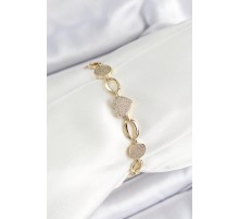 Xuping Pirinç Kalp ve Daire Model Gold Renk Kadın Bileklik - TJ-BB7480